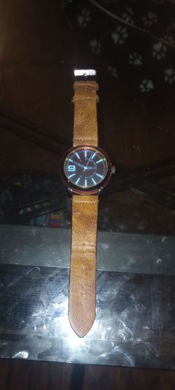 Men's Analog Watch Tan Leather Strap