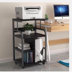 Large Printer Stand with Storage, Heavy Duty Printer Table, Rolling Printer Cart with Wheels, 4-Tier