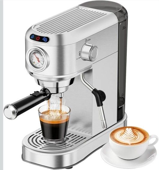 Espresso Machine 20 Bar, Compact Espresso Maker, Stainless Steel Expresso Coffee