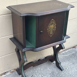 1930’s Humidor table - real wood and copper, Hand painted
