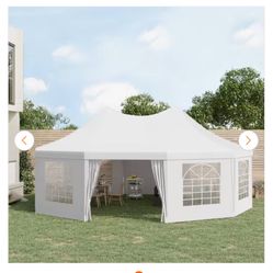 21 ft x 29 ft White Large 10-Wall Event Wedding Gazebo Canopy Tent with Open Floor Design and Weather Protection