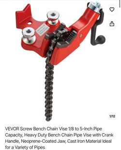 VEVOR Screw Bench Chain Vise 1/8 to 5-Inch Pipe Capacity, Heavy Duty Bench Chain Pipe Vise with Crank Handle,