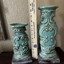 Ceramic Distressed Candle Holders