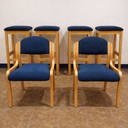 Solid Wood Stools & Chairs in Blue — Set of 6, Built to Last – Made in Canada