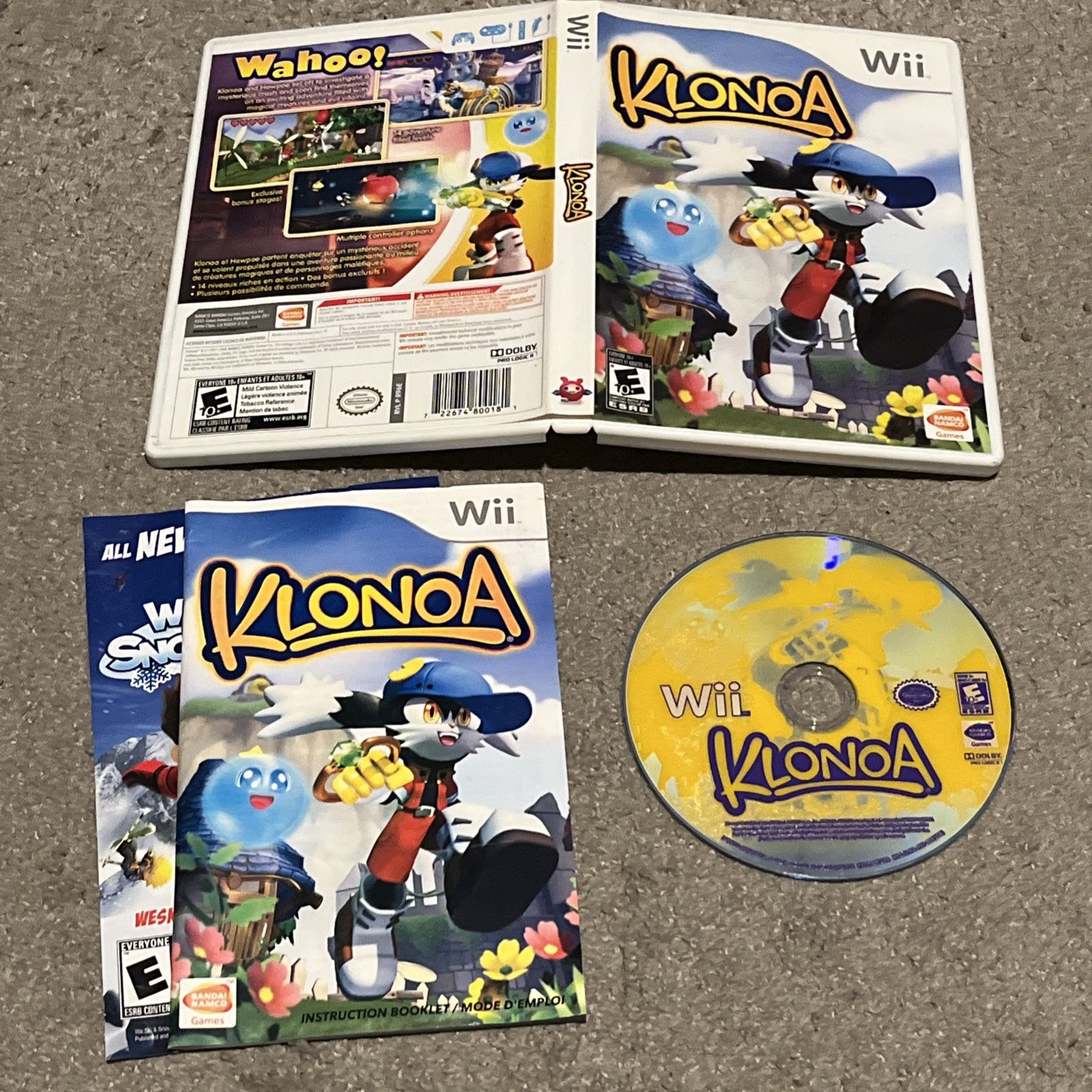Klonoa (Nintendo Wii, 2009) Complete CIB w/ Manual