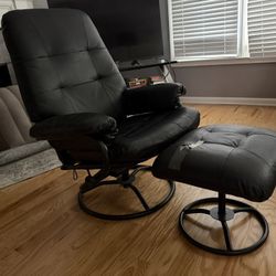 Leather Chair With Ottoman 