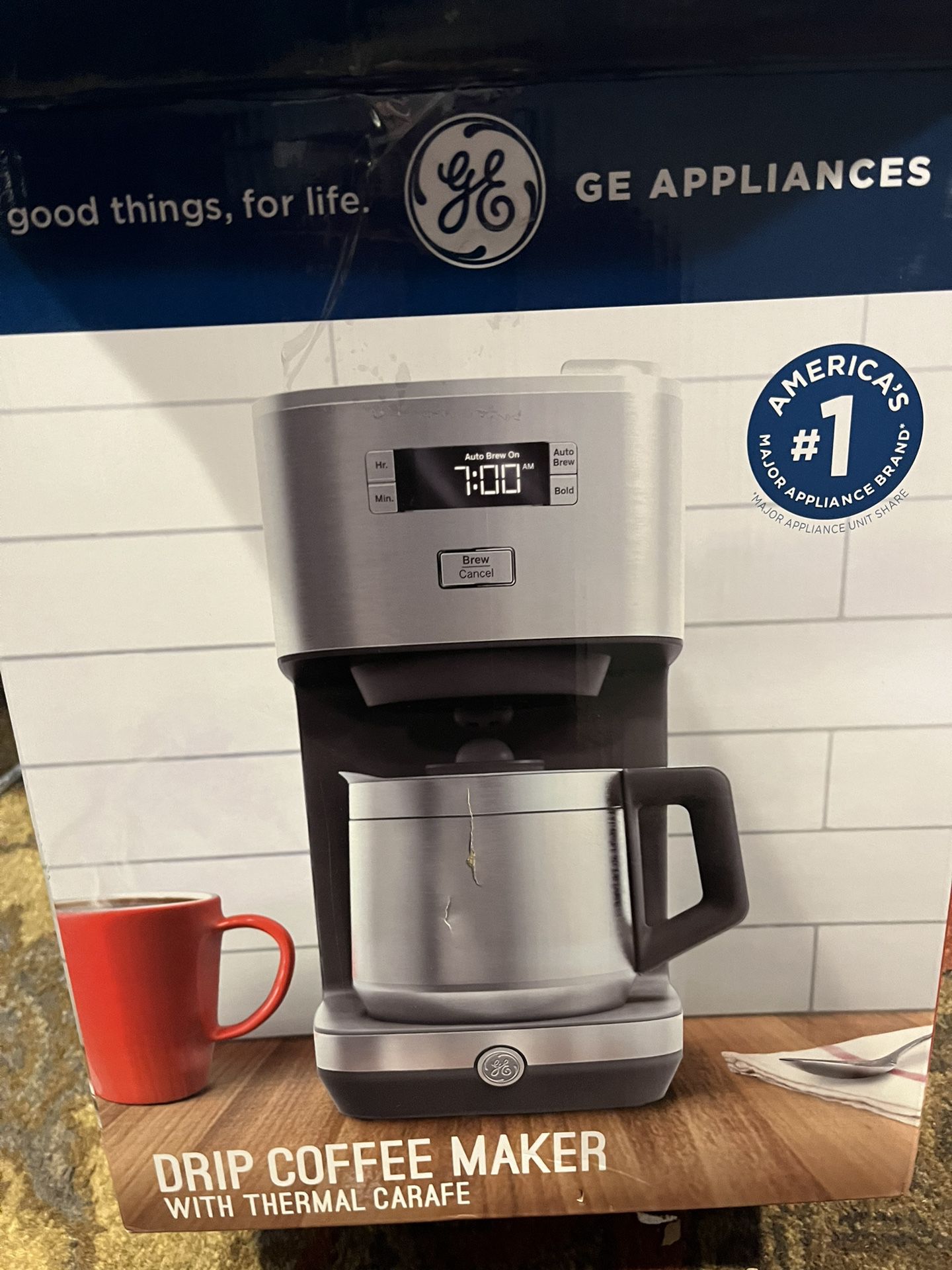 GE Drip Coffee Maker With Timer  10-Cup Thermal Carafe Coffee Pot