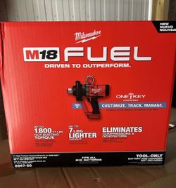 MILWAUKEE 2867-20 M18 FUEL 1" HIGH TORQUE IMPACT WRENCH W/ONE-KEY NEW