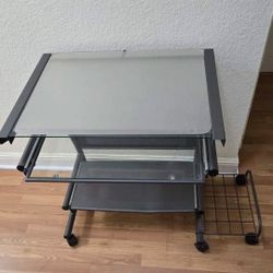 Small Glass Rolling Desk