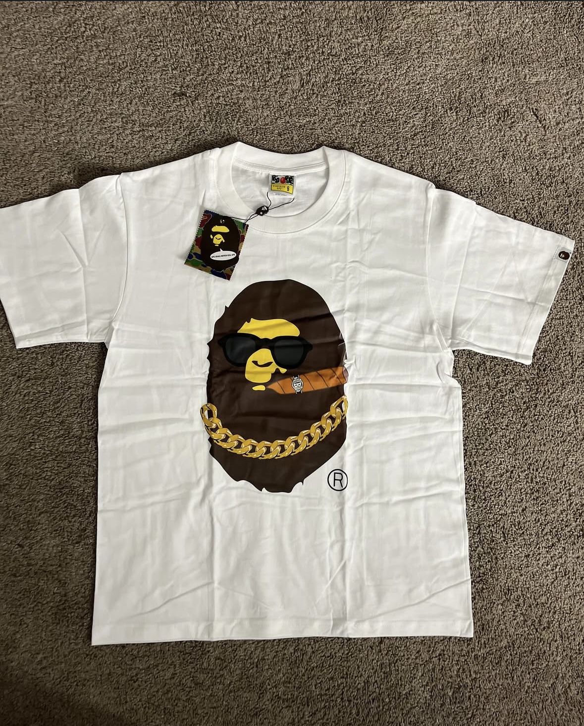 Bape Tee-White Cigar Ape (S)