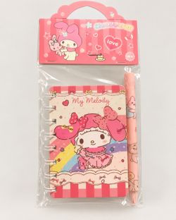My Melody Mini Spiral Notebook Pen Set Pink Kawaii