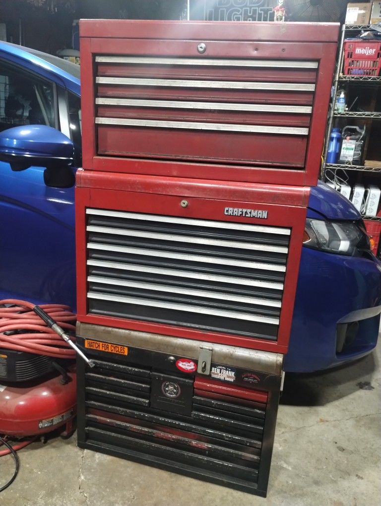 Three Tool Boxes And An Air Compressor