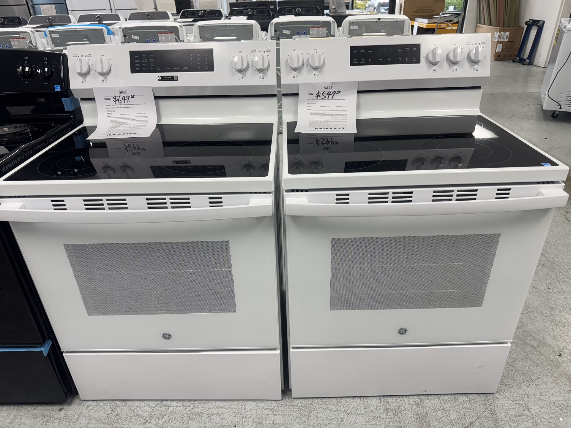 30” White Glass top Electric Ranges/stoves