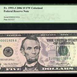 2006 $5 Fed. Reserve Note *Low Serial Number* / Early Birth Year! PCGS 64PPQ