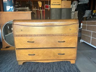 Vintage Waterfall Dresser with Mirror – Restoration Project