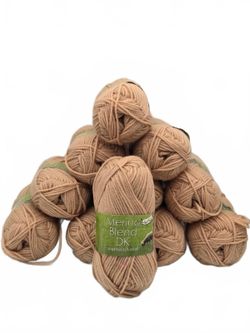 King Cole 100% Pure Wool Yarn Lot of 10 + Free Bonus Skein 100% DK Weight Tan