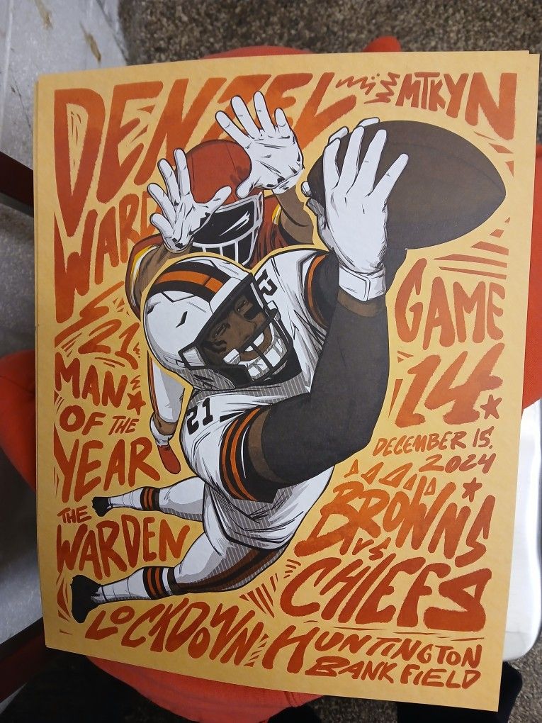 2024 Cleveland Browns Game Day Poster 12/15/24 Vs Kansas City Chiefs SGA