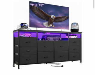 Dresser TV Stand for Bedroom Entertainment with LED Lights 63 Inch Dressers