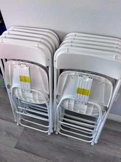 White Plastic Folding Chairs Set of 10