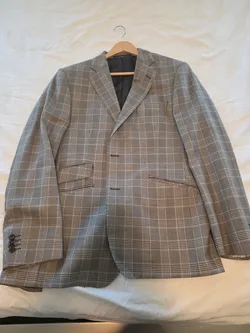 Burberry London Men's Suit 54 Wool Silk Linen Gray Brown Plaid Two Piece