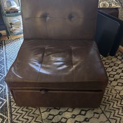 Faux Brown Leather Convertible Couch Sectional 