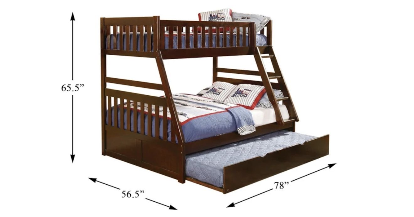 Kory Cherry Brown Bunk Bed W/trundle