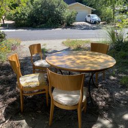 Wood Table, 4 Chairs