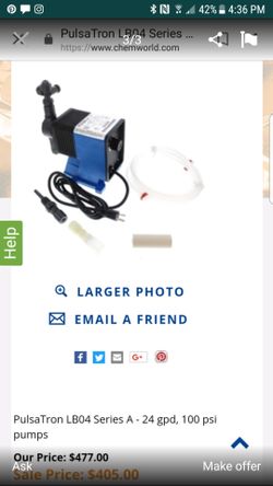 PulsaTron 100 psi pump for cleaning water