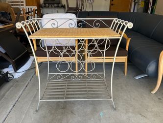 PIER 1 NATURAL-SILVER IRON-WICKER WINE RACK