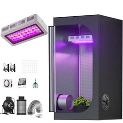 Grow Tent Complete Kit 300W LED Grow Light Full-Spectrum Indoor Hydroponics 32"X32"X63" Grow Tent 4" Ventilation Kit with Hangers,Hygrometer, Shear, T