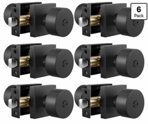 Goldenwarm Matte Black Privacy Door Knobs 6 Pack