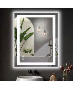 24 in. W x 32 in. H Rectangular Frameless LED Lighted Bathroom Vanity Mirror with Light with Backlit and Anti-Fog