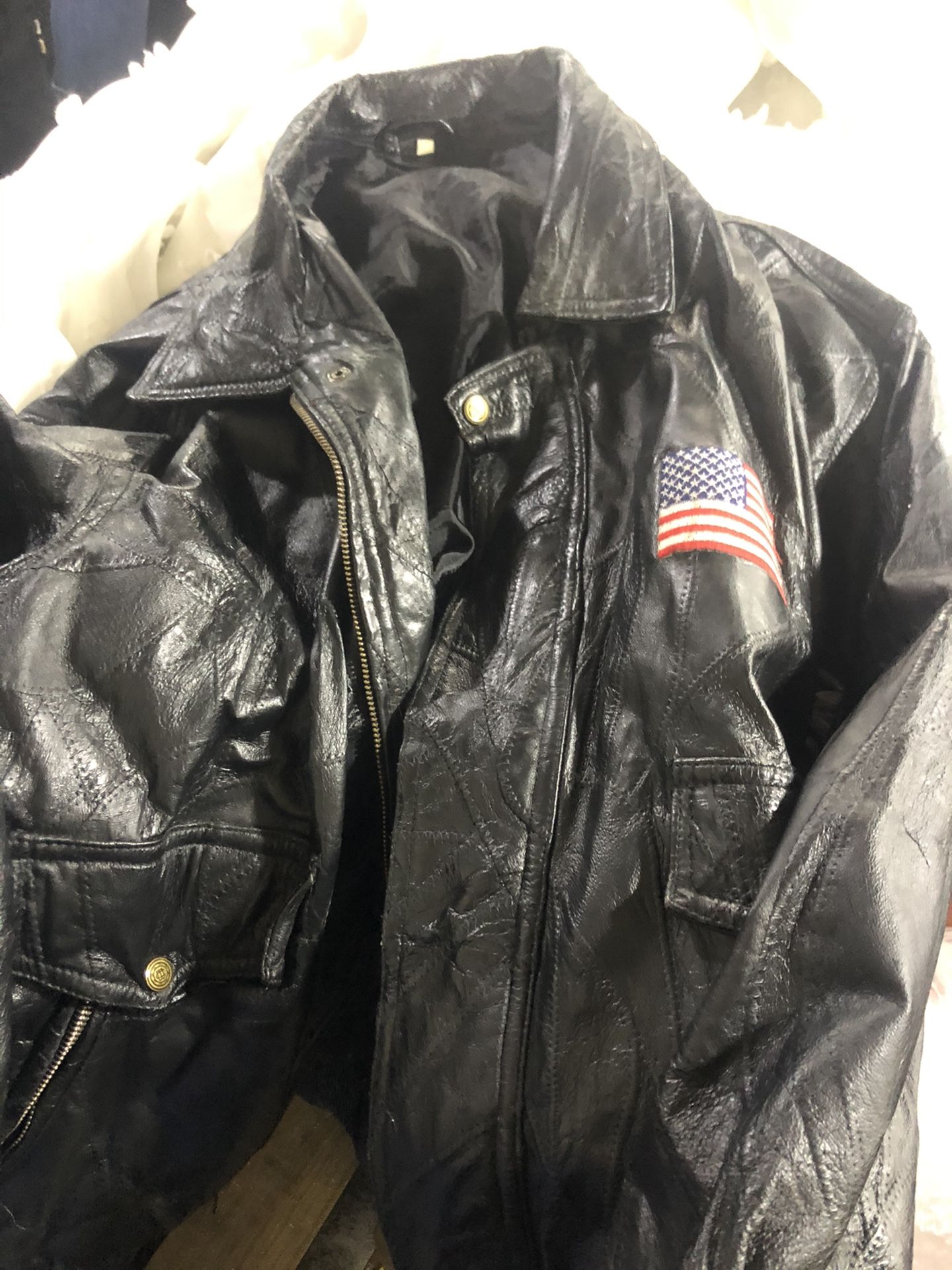 Vintage US Made Biker Stitch Out Jacket L