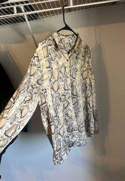 Snake print button up silk blouse
