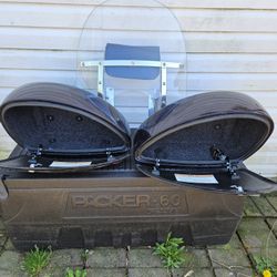 Motorcycle Windshield And Hard Saddle Bags