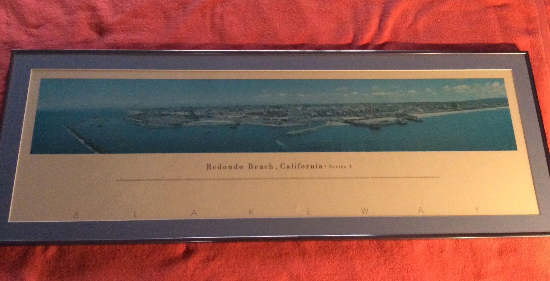 BLAKEWAY PANORAMIC FRAMED AERIAL PHOTOGRAPH 1980'S REDONDO BEACH SERIES 4