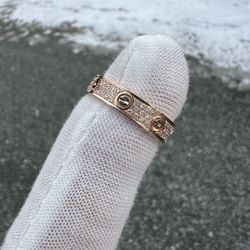 18k Rose Gold Diamond Paved Cartier Love Ring
