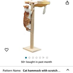 Cat Window Hammock with Scratching Posts,Indoor Cats Window Bed,46" Cat Climbing Tree Mounted with Suction Cups for Perching,Playing and Watching Bird