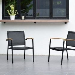 BRAND NEW 2 Piece Outdoor & Patio Furniture Sofa Chair Made Of Aluminum And Teak arms