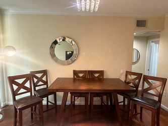 Solid Wood Dining Table + 6 Chairs – 7 Piece Set