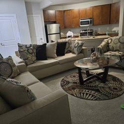 Sofa 3 Piece Living Set With 3 Glass Tables