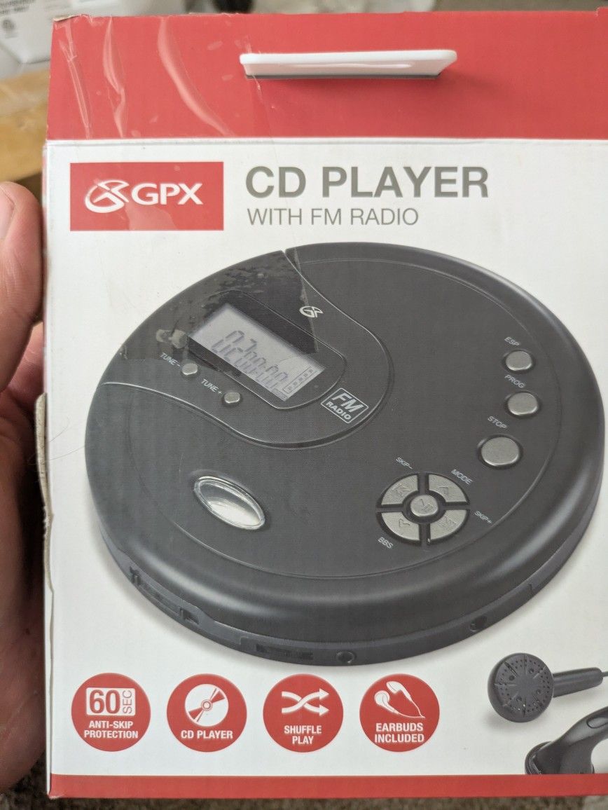 GPX PC332B Portable CD Player with Anti-Skip Protection, FM Radio and Stereo Earbuds - Black