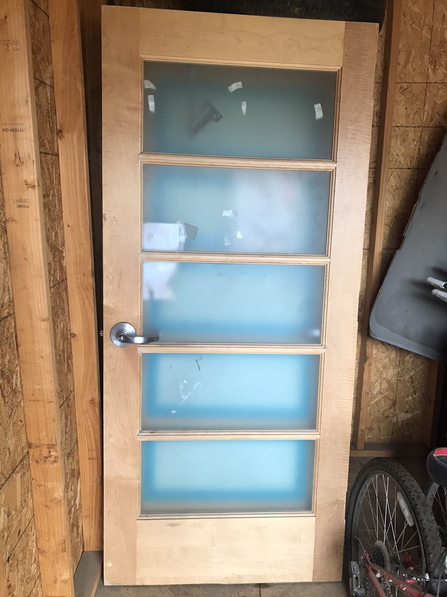 Cedar Wood And Frosty Glass Door