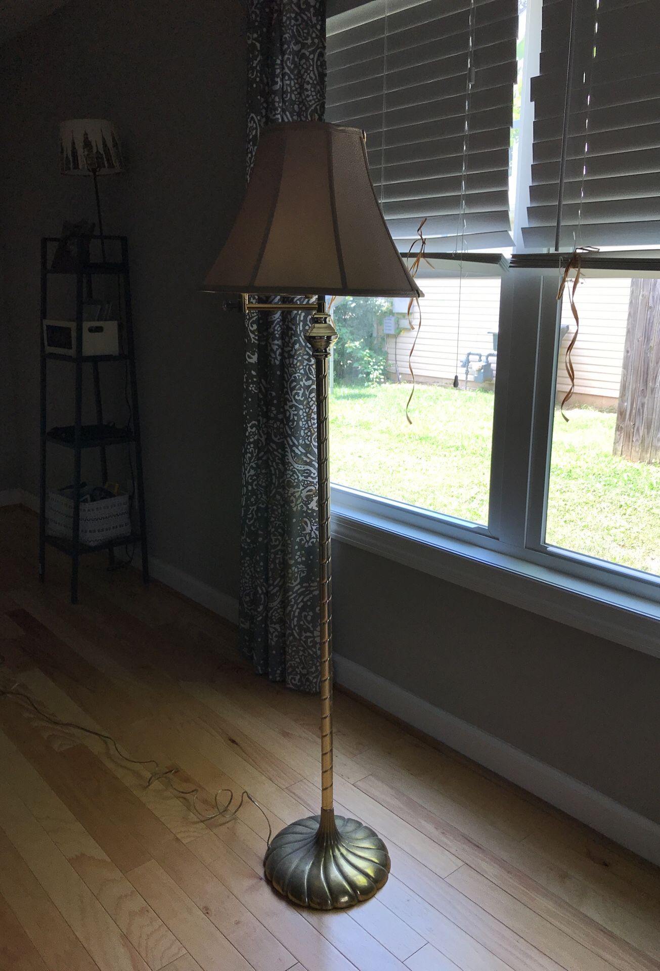 Gold Floor Lamp with Tan Shade