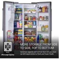 New LG - 26.6 Cu. Ft. Side-by-Side Smart Refrigerator with External Ice and Water - Stainless Steel Model: LS27T3230SSKU