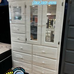 White Pinewood Wardrobe Dresser Ropero Armoire Nuevo New 