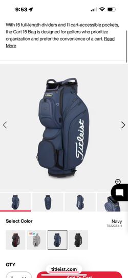Titleist cart 15 bag blue
