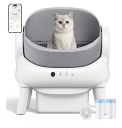 Open Top Automatic Cat Litter Box, Self-Cleaning with Wi-Fi App, Large 8.5L Waste Bin