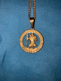 Saint Christopher Protect Us Pendant Necklace