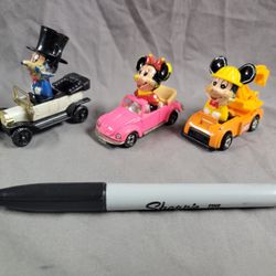 (3) Vintage 1980's Disney Die Cast Collectible Cars